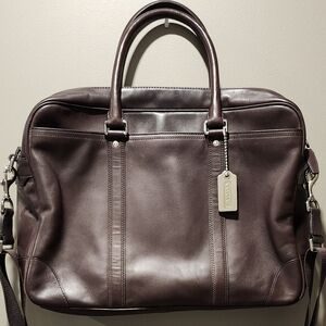 Coach Dark Brown Leather Briefcase Laptop Bag Vintage